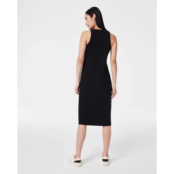 Spanx Sz XL Air Essentials Dress Black White Tank Midi Minimalist Travel Capsule - Picture 3 of 15